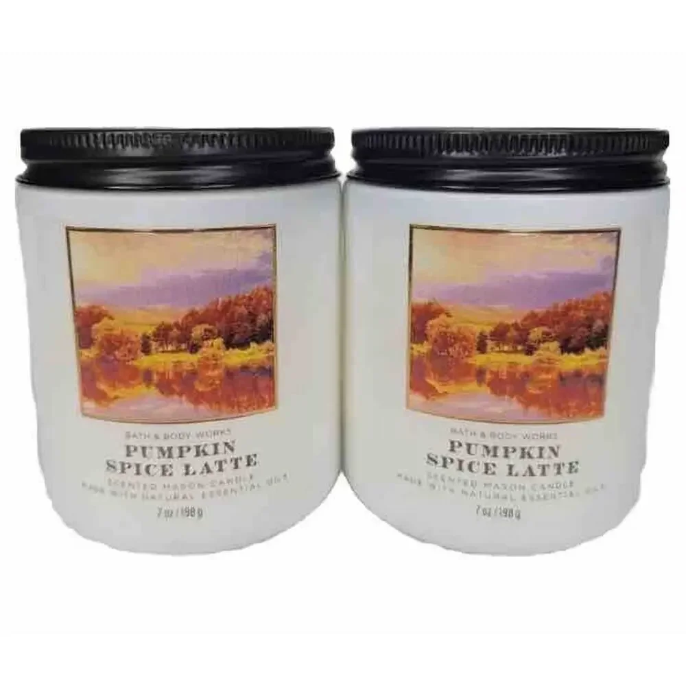BATH & BODY WORKS PUMPKIN SPICE LATTE X2 Single Wick Candle